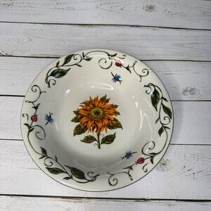 Portmeirion Botanical Garden Tabletops Unlimited Soup Bowl Sunflower Insects
